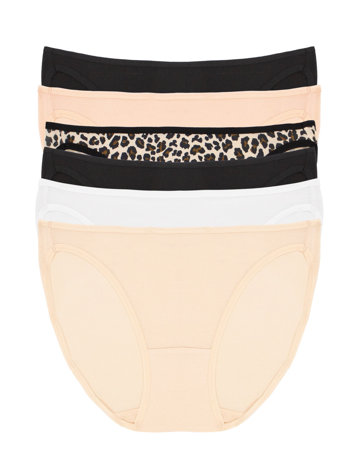 Felina So Smooth Modal Low Rise Bikini 6-Pack - Animal Basics