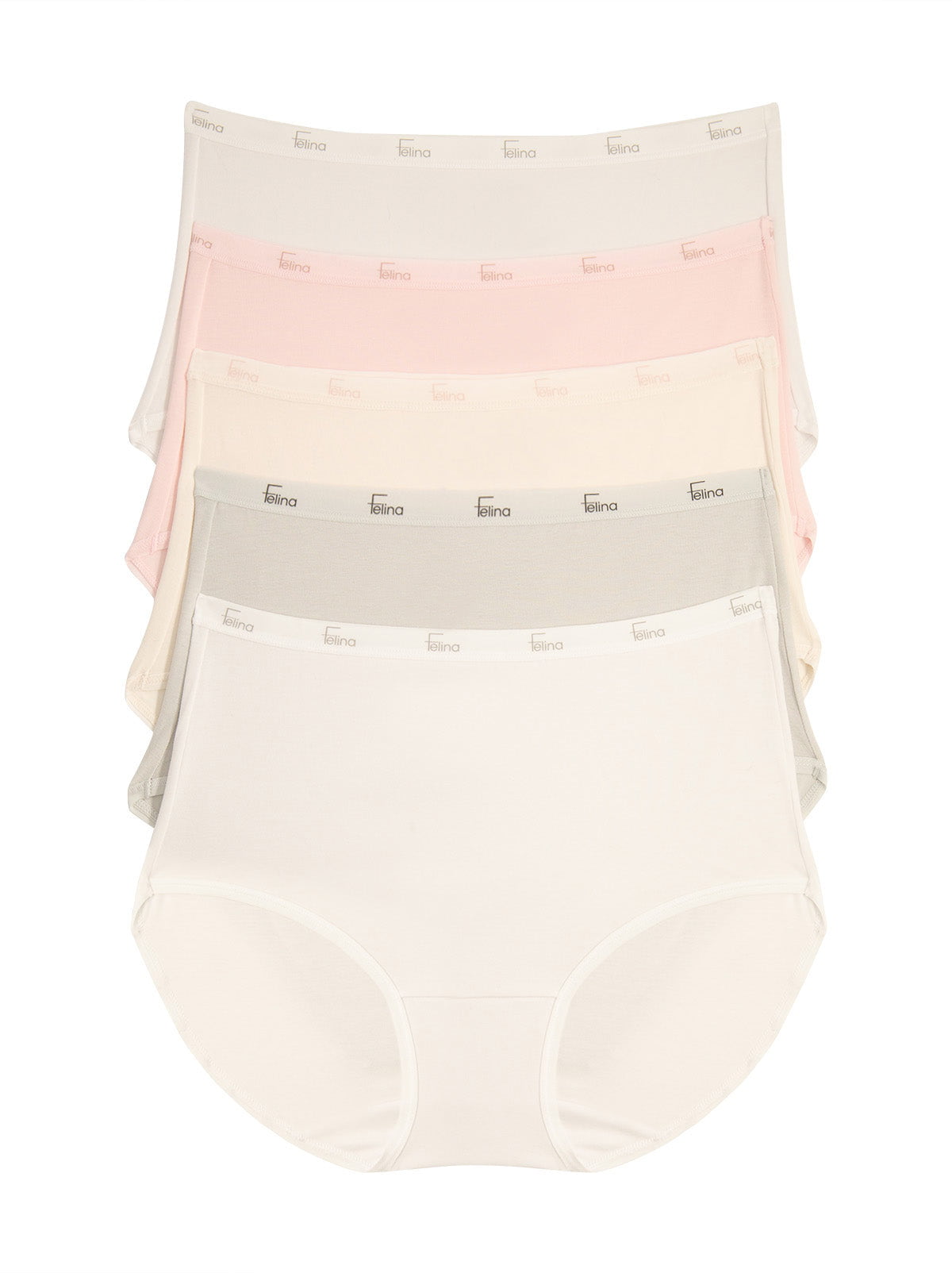 Felina Signature Cotton Stretch Brief 5-Pack - Glacier Pink
