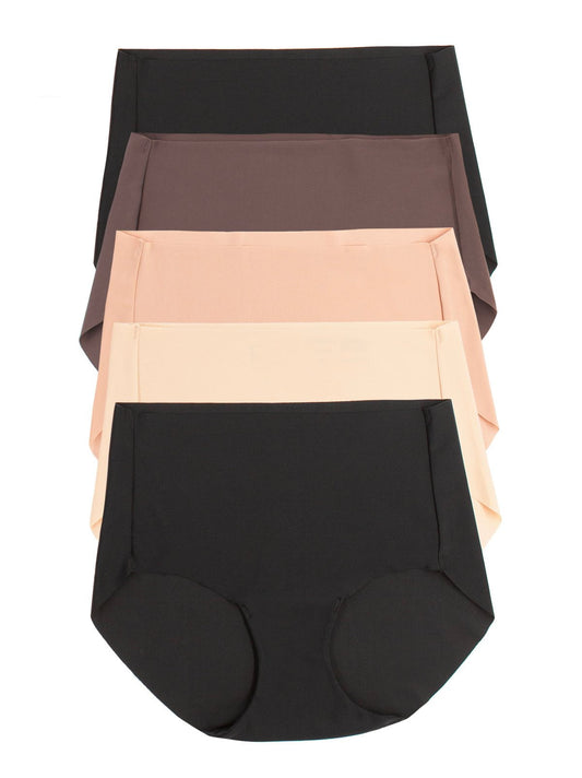 Felina No Show Elastic Free Brief 5-Pack - Chic Neutrals
