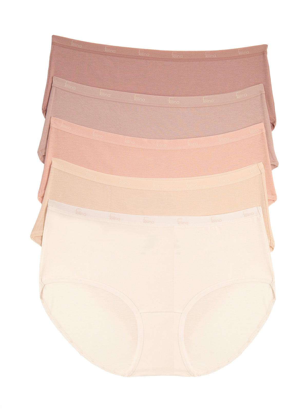 Felina Signature Cotton Stretch Hipster 5-Pack - Rose Hues