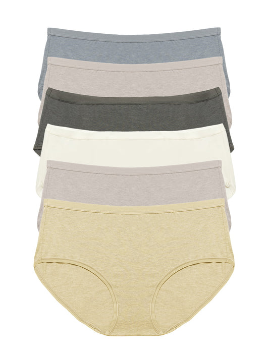 Felina Organic Cotton Stretch  Hipster 6-Pack - River Stone