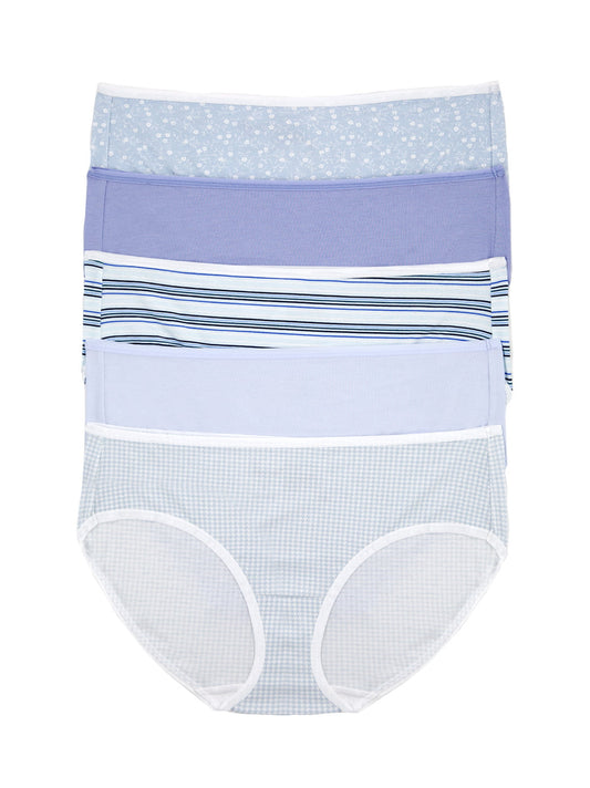 Felina Cotton Modal Stretch Hipster Underwear 5-Pack - Cotton Sky