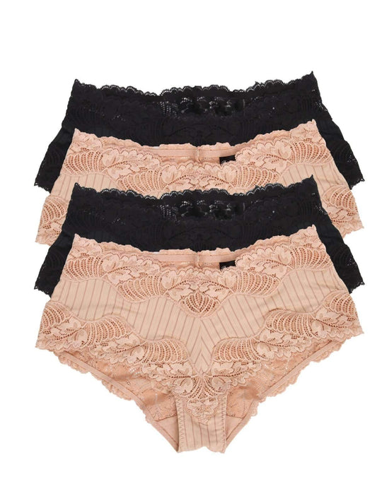 Felina Stripe Delight Hipster 4-Pack - Black Fawn Combo