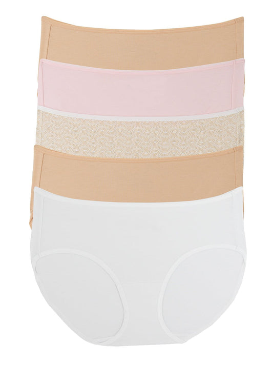 Felina Cotton Modal Stretch Full Coverage Hipster 5-Pack - Soft Hues
