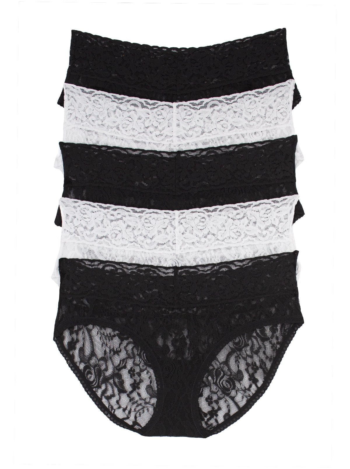 Felina Signature Stretch Lace Low Rise Hipster 5-Pack - Black White