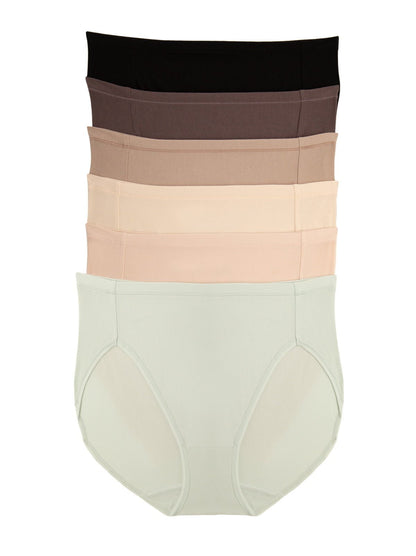 Felina The Perfect Panty Super Stretchy Cotton Hi-Cut Brief 6-Pack - Cool Neutrals
