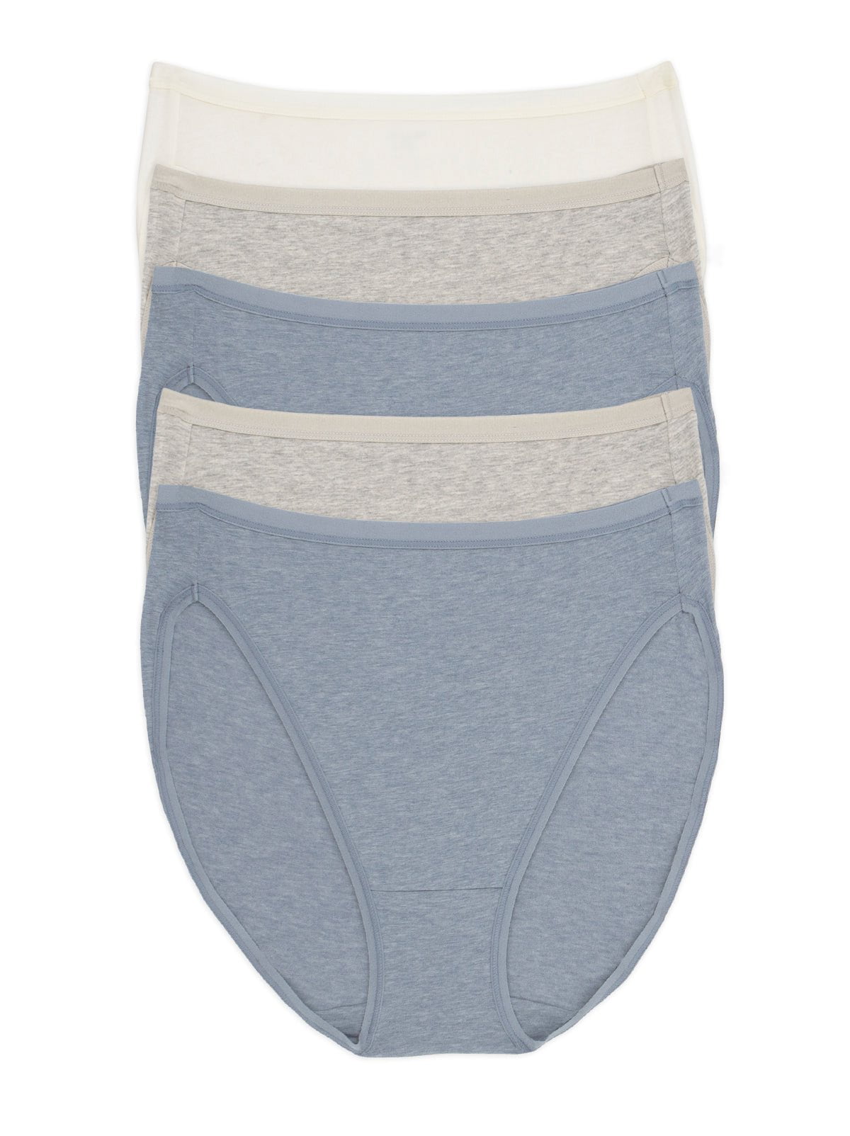 Felina Organic Cotton Stretch Hi-Cut Panty 5-Pack - Ocean Breeze