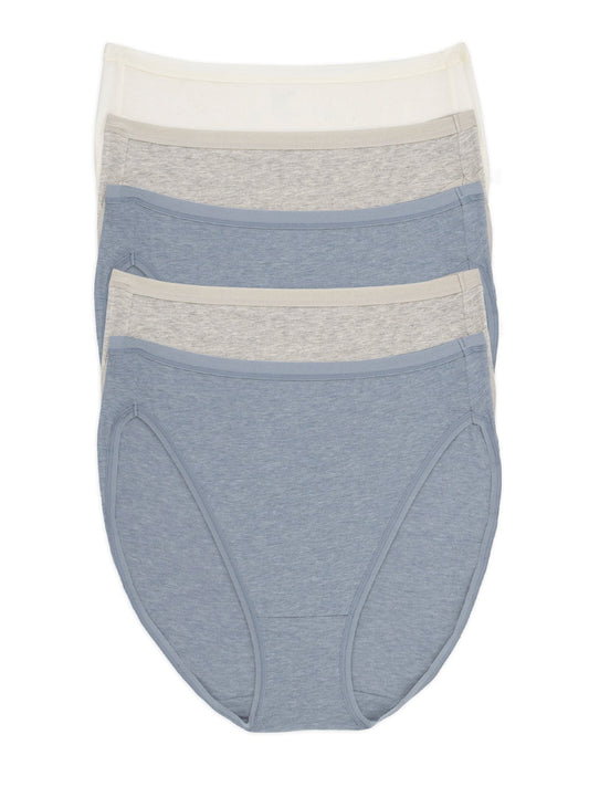 Felina Organic Cotton Stretch Hi-Cut Panty 5-Pack - Ocean Breeze