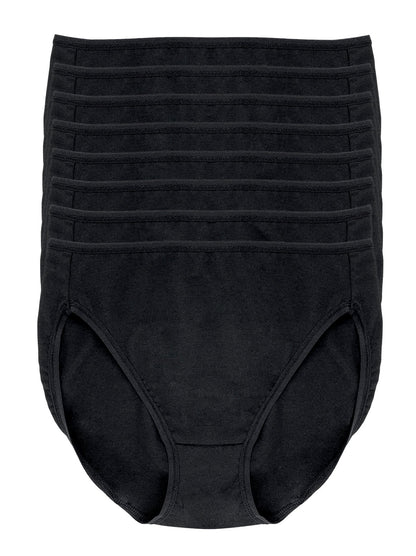 Felina Cotton Modal Stretch Full Coverage Hi-Cut 8-Pack - Black