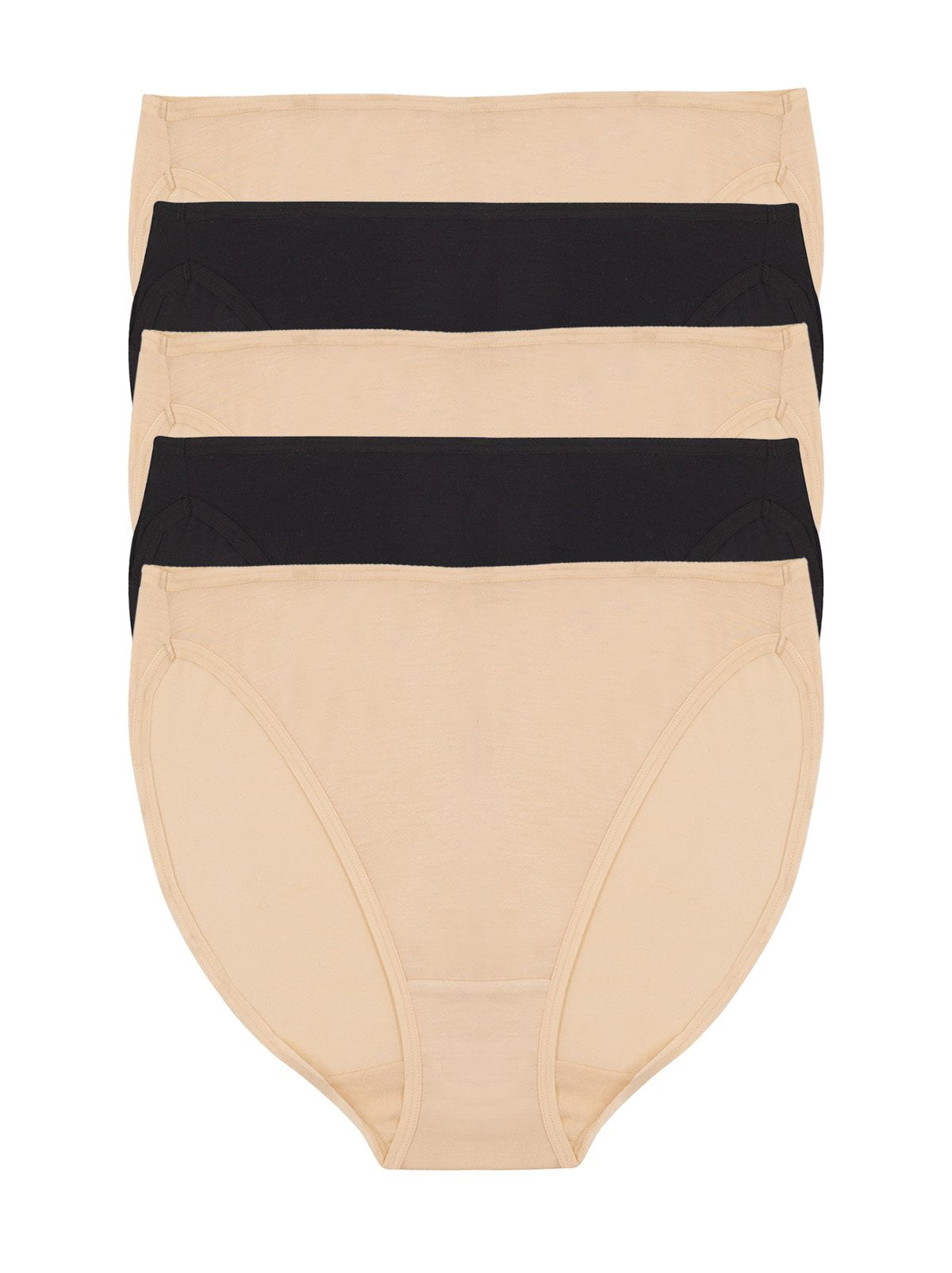 Felina So Smooth Modal Hi-Cut Panty 5-Pack - Black Bare