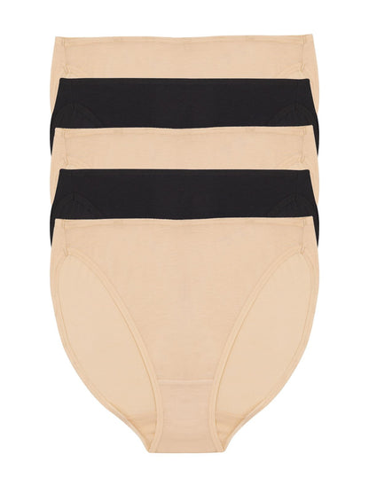 Felina So Smooth Modal Hi-Cut Panty 5-Pack - Black Bare