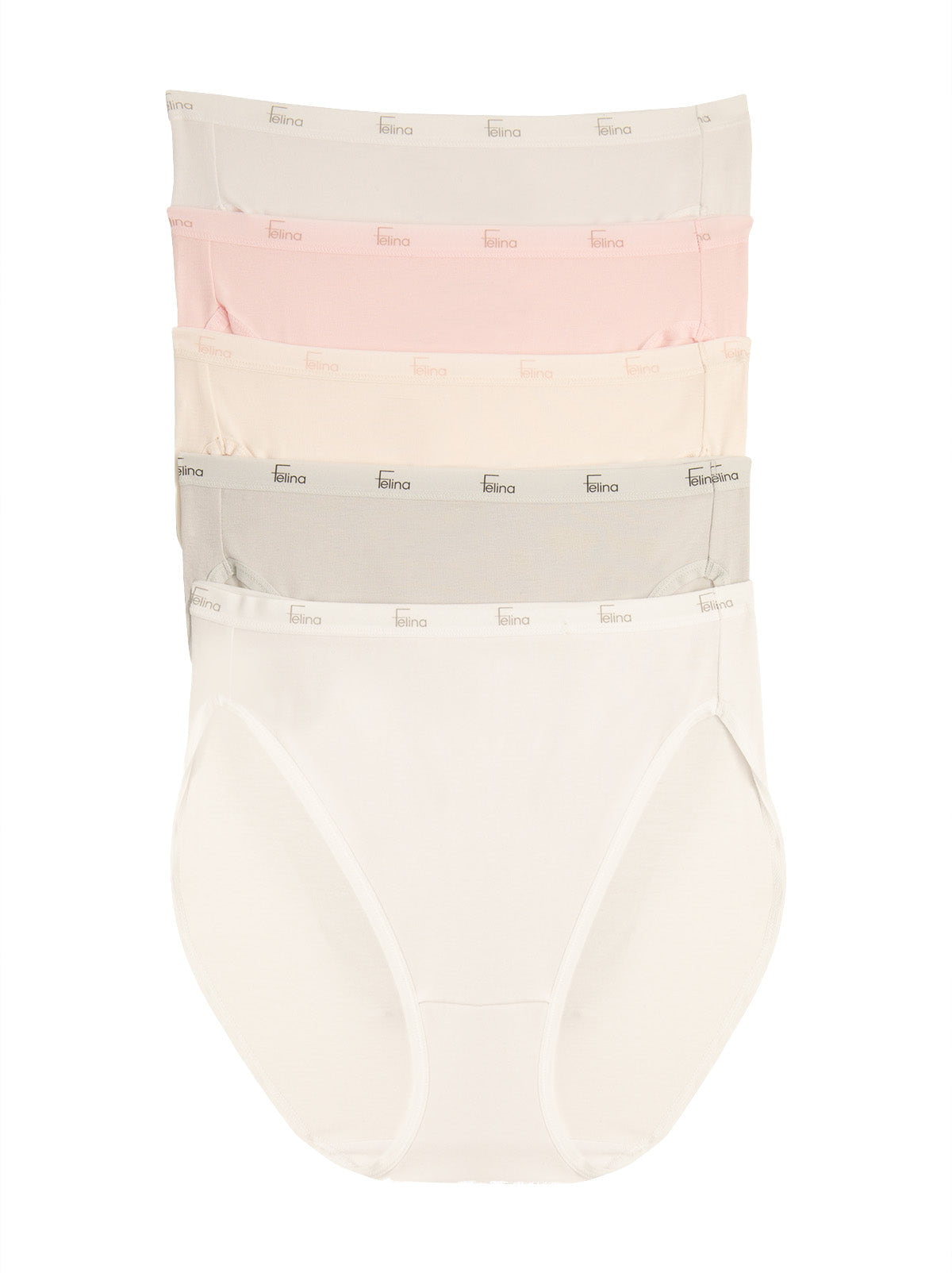 Felina Signature Cotton Stretch  Hi-Cut 5-Pack - Glacier Pink