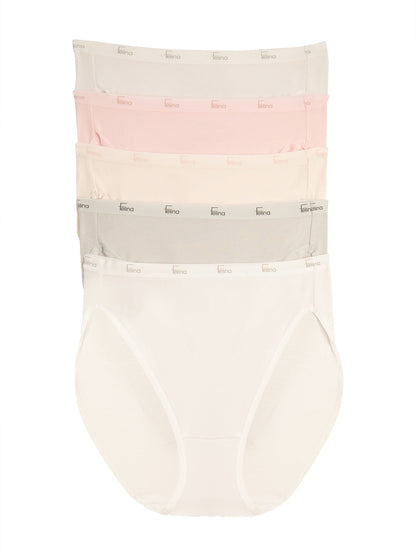 Felina Signature Cotton Stretch  Hi-Cut 5-Pack - Glacier Pink
