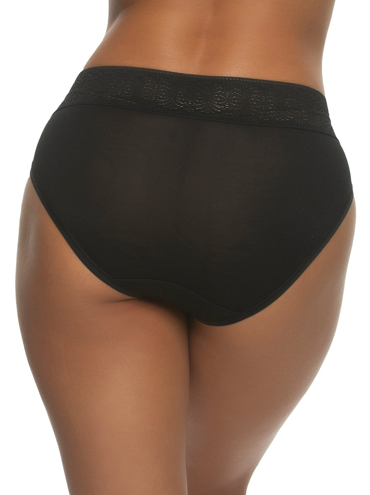 Felina Serene Modal & Lace Hi-Cut Panty - Black