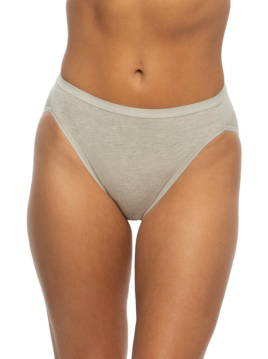 Felina Organic Cotton Stretch Hi-Cut Panty - Pebble