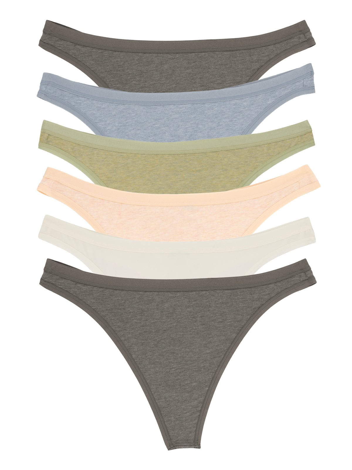 Felina Organic Cotton Stretch Thong 6-Pack - Birchwood