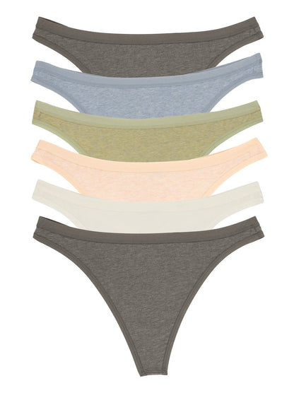 Felina Organic Cotton Stretch Thong 6-Pack - Birchwood