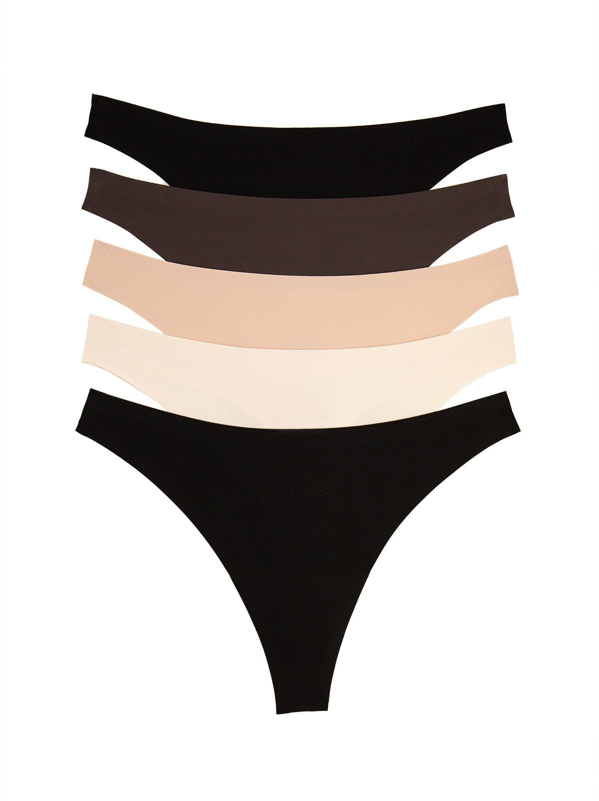 Felina No Show Stretch Thong 5-Pack - Classic