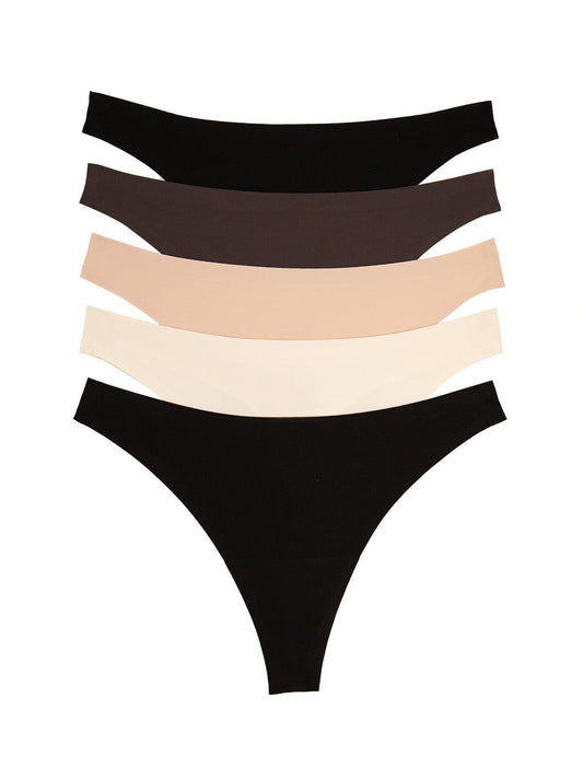 Felina No Show Stretch Thong 5-Pack - Classic