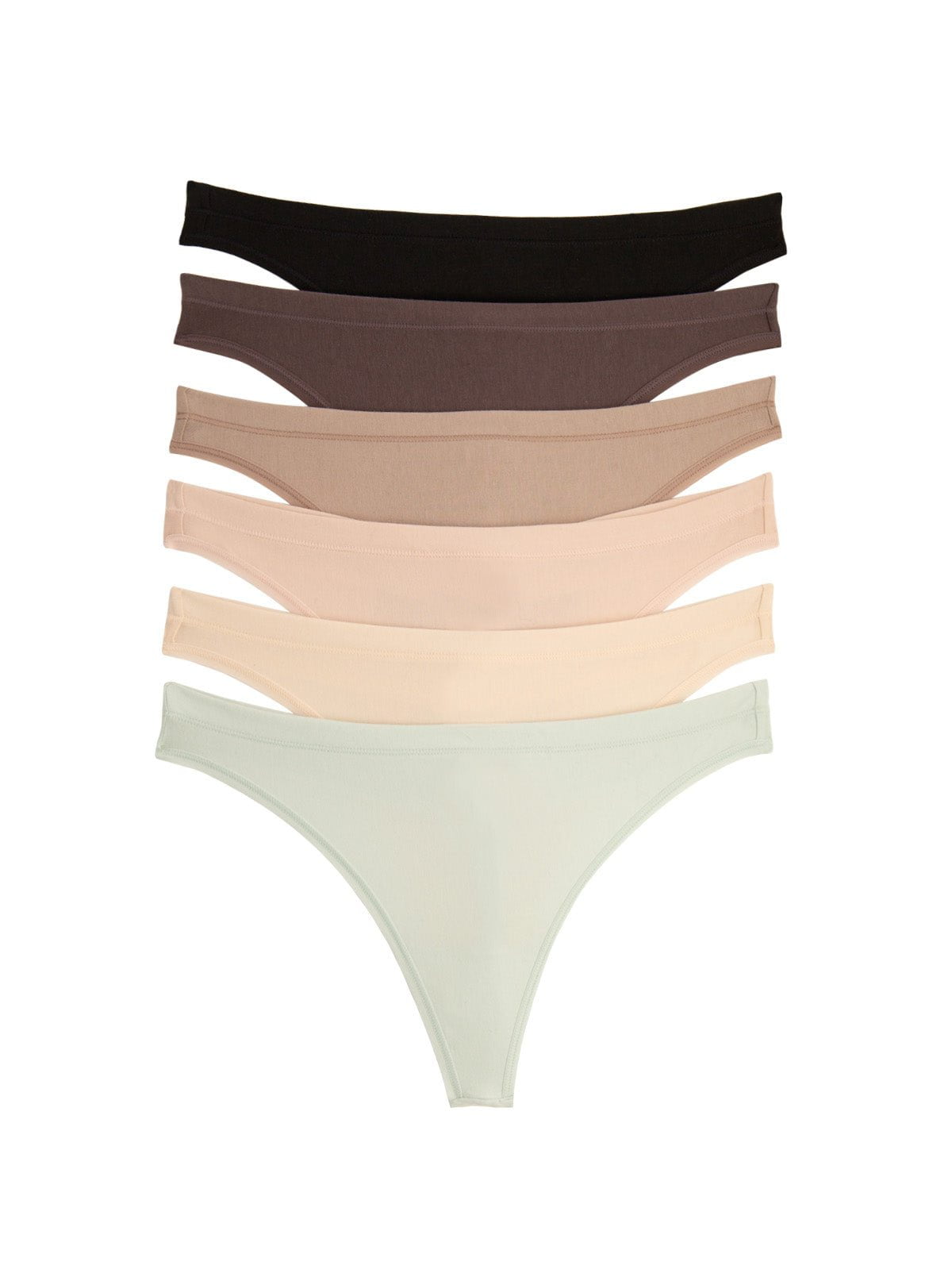 Felina Super Stretchy Cotton Thong 6-Pack - Cool Neutrals