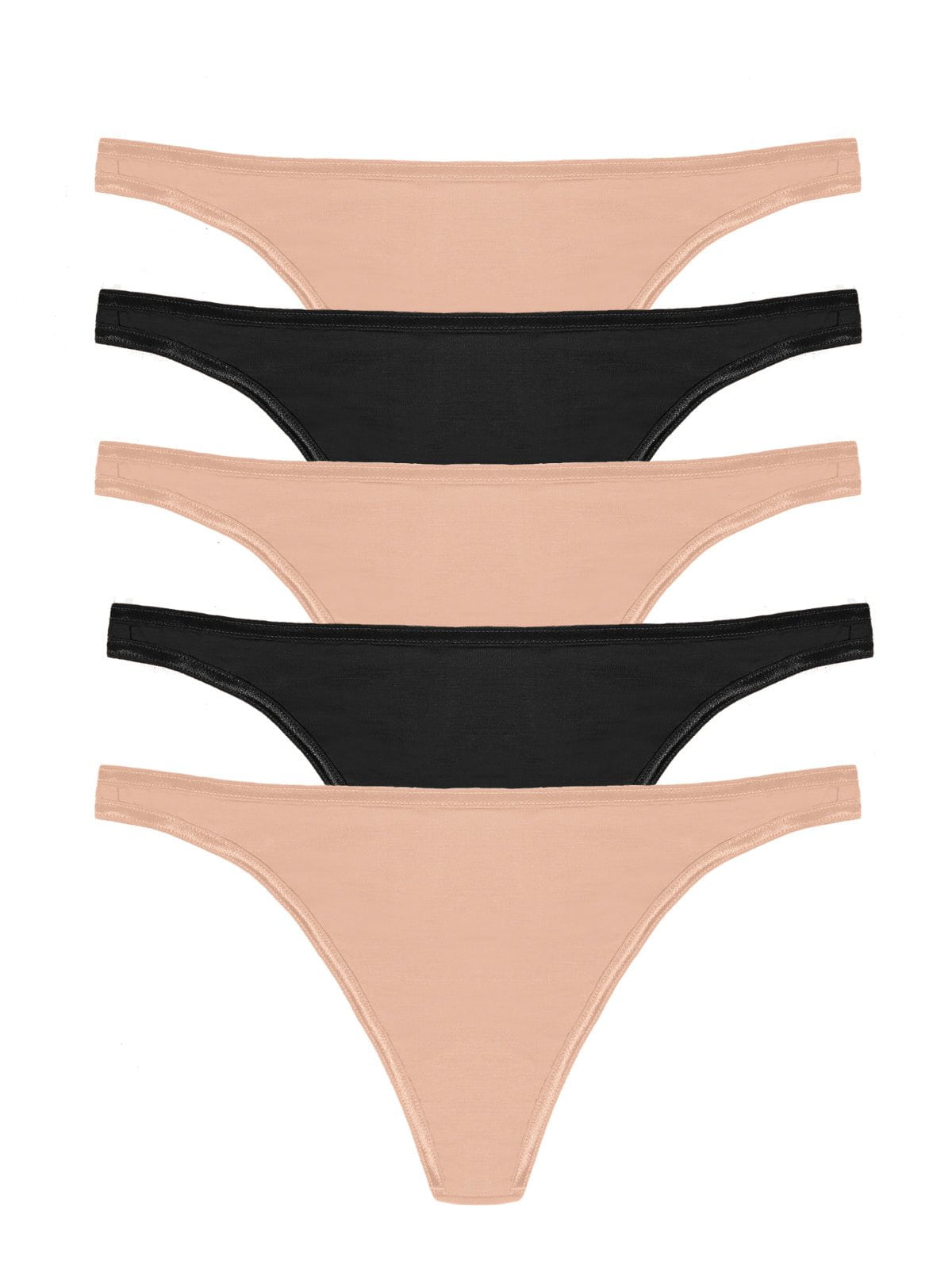 Felina So Smooth Modal Low Rise Thong 5-Pack - Black Fawn