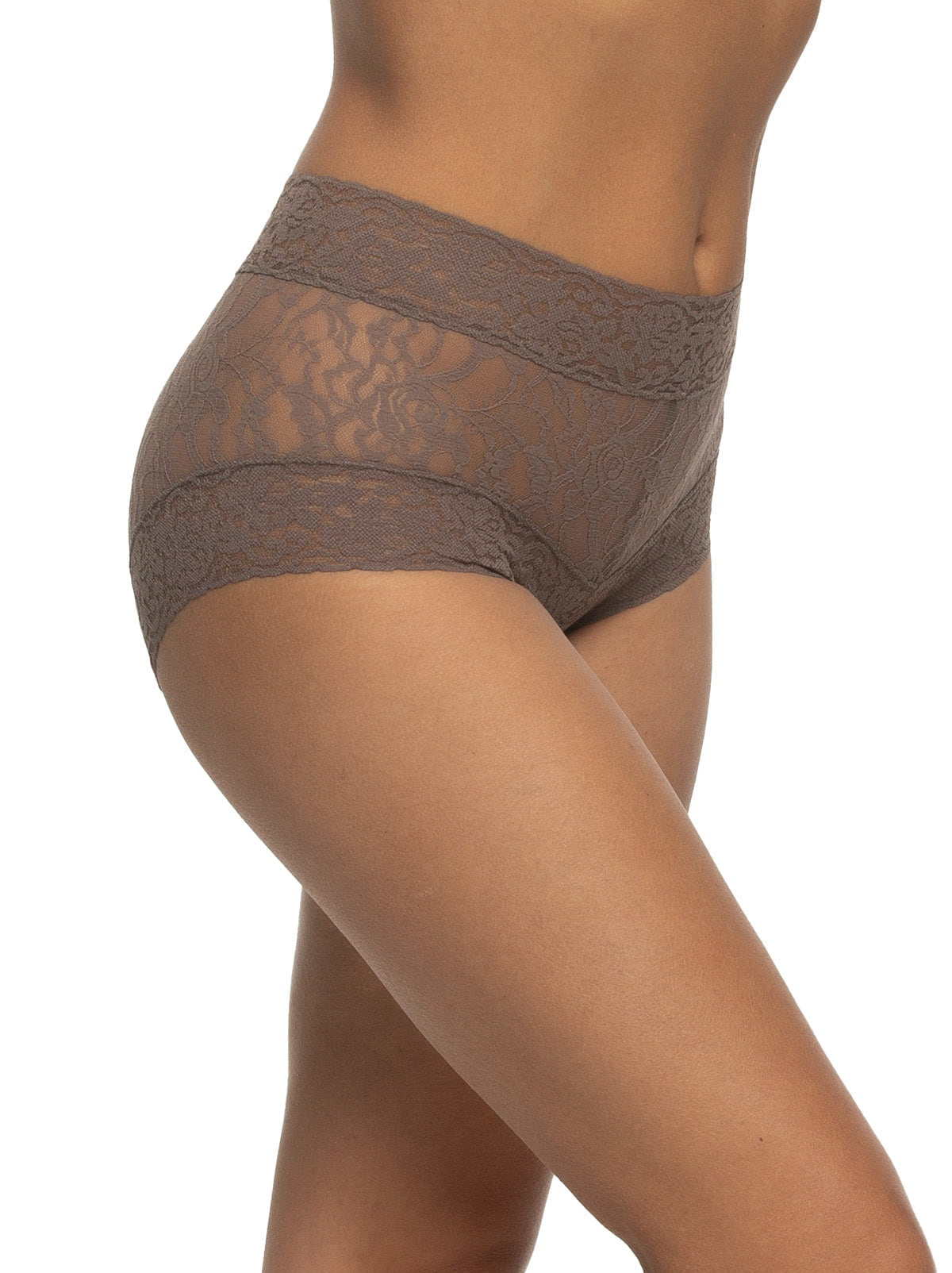 Felina Signature Stretch Lace Hi-Waisted Boyleg Panty - Mink
