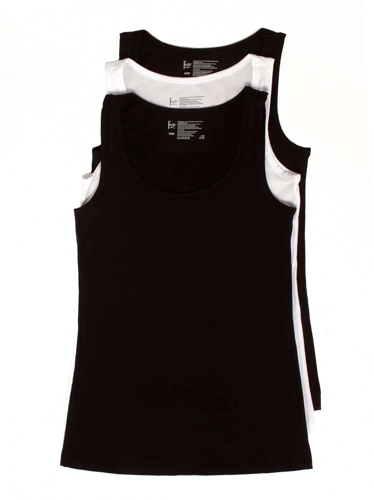Felina Cotton Modal Stretch Layering Tank Top 3-Pack - Black White
