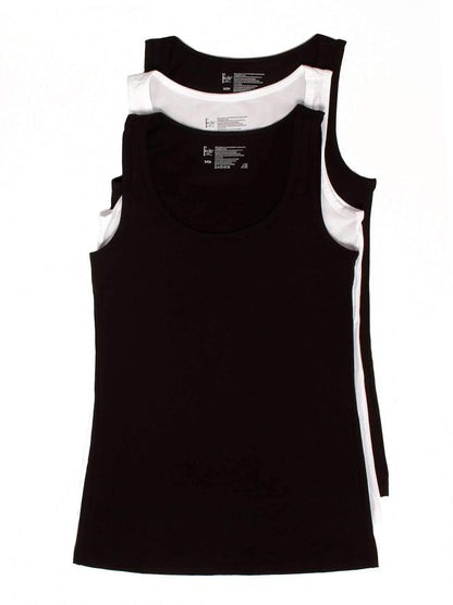 Felina Cotton Modal Stretch Layering Tank Top 3-Pack - Black White