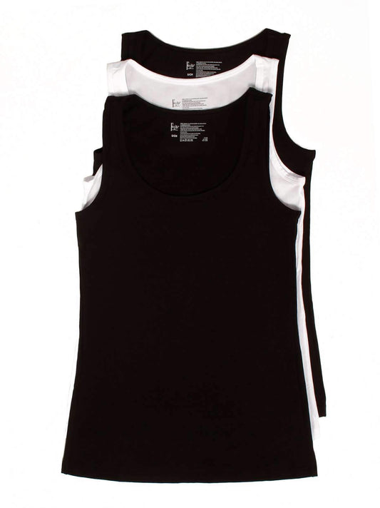 Felina Cotton Modal Stretch Layering Tank Top 3-Pack - Black White