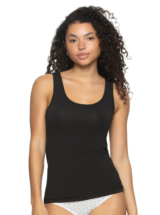 Felina Cotton Modal Stretch Layering Tank Top 3-Pack - Black White