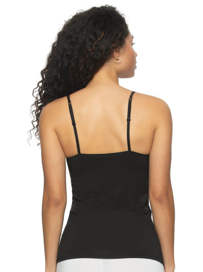 Felina So Smooth Modal Cami  Top w/ Built In Shelf Bra 2-Pack - Black Warm Neutral