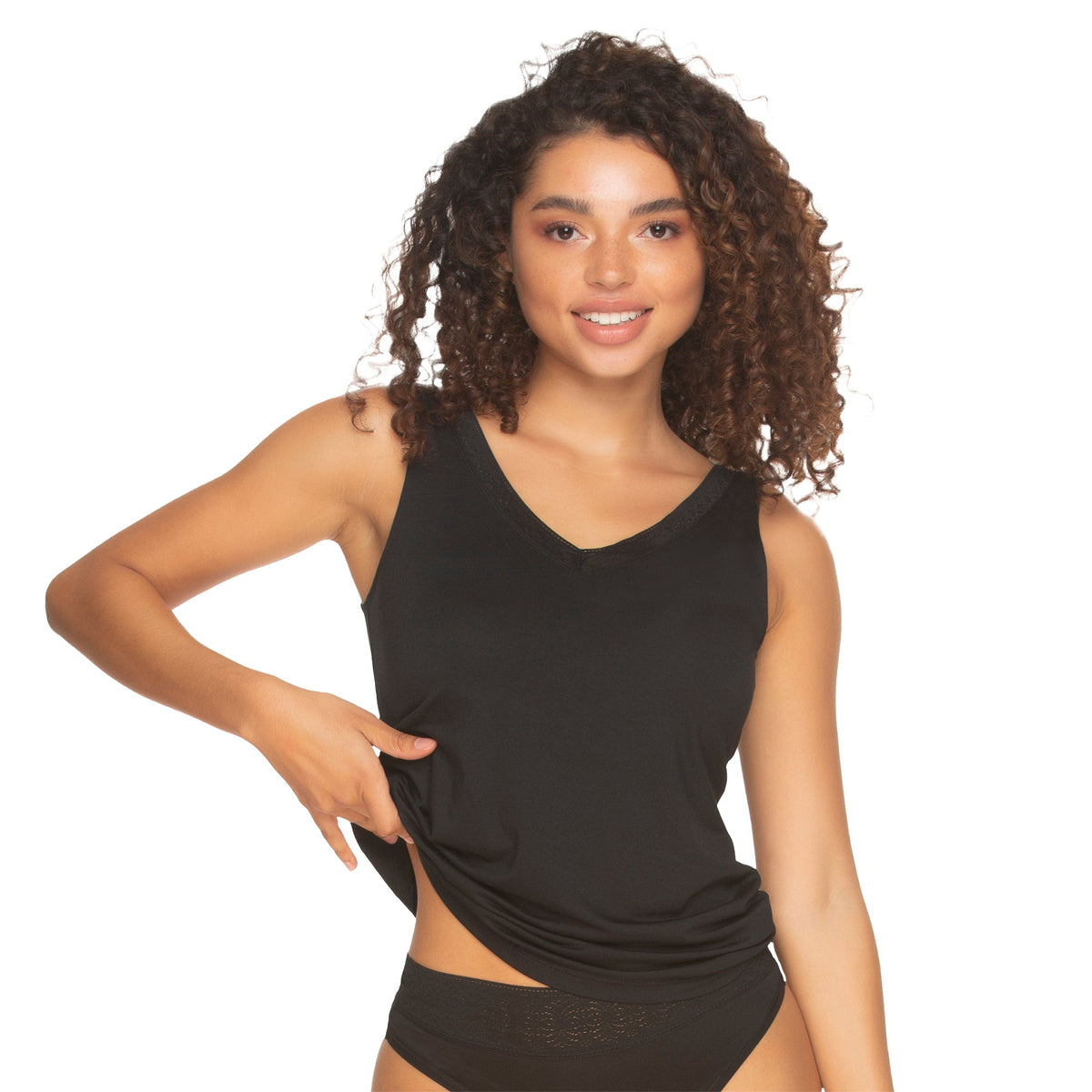 Felina Serene Modal & Lace Reversible Tank - Black