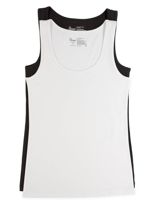 Felina Cotton Modal Stretch Layering Tank Top 2-Pack - Tuxedo