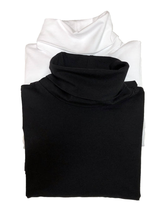 Felina Long Sleeve Cotton Modal Turtleneck 2-Pack - Black White