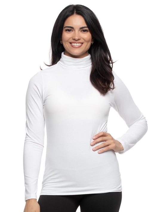 Felina Long Sleeve Cotton Modal Turtleneck - White
