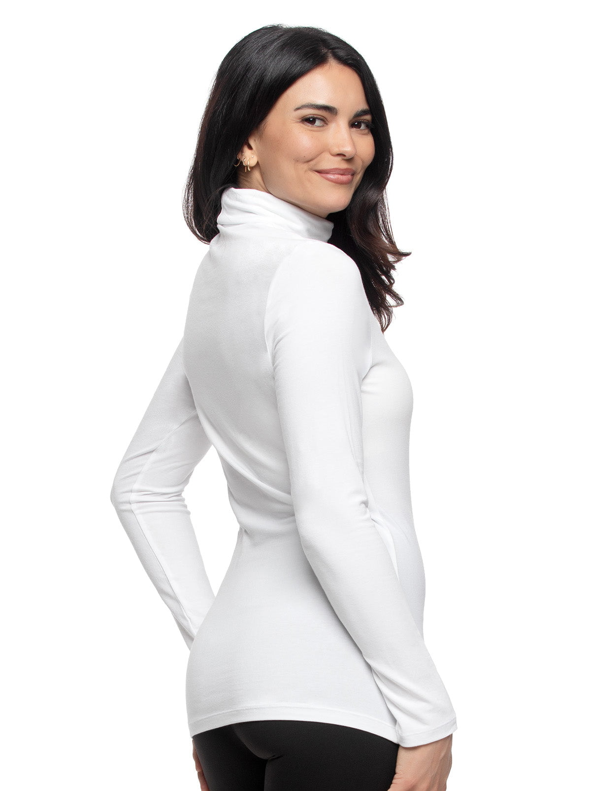 Felina Long Sleeve Cotton Modal Turtleneck - White