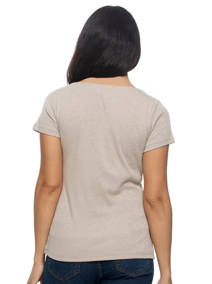 Felina Slub Jersey Boatneck T-Shirt - Oatmeal