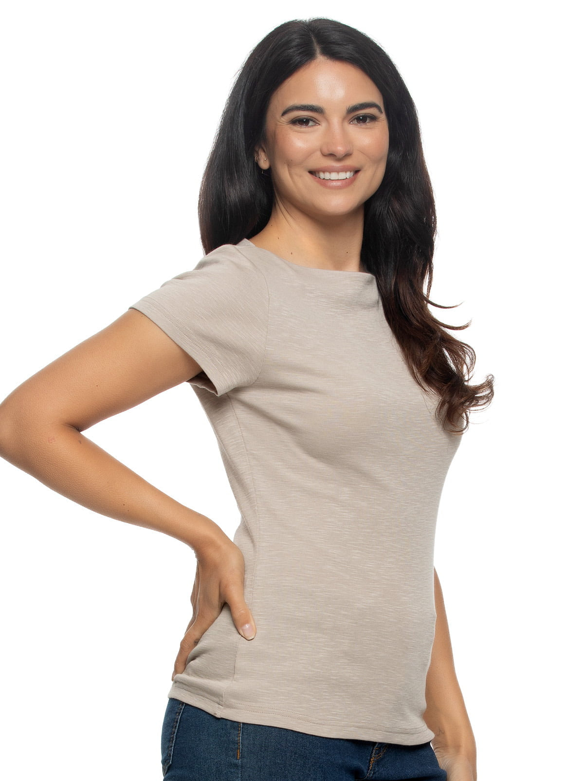 Felina Slub Jersey Boatneck T-Shirt - Oatmeal