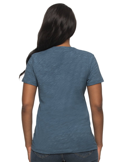 Felina Slub Jersey V-Neck Tunic - Blue Ashes