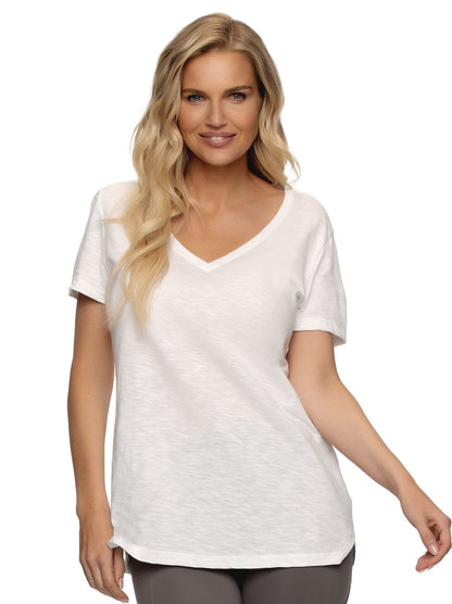 Felina Slub Jersey V-Neck T-Shirt - White