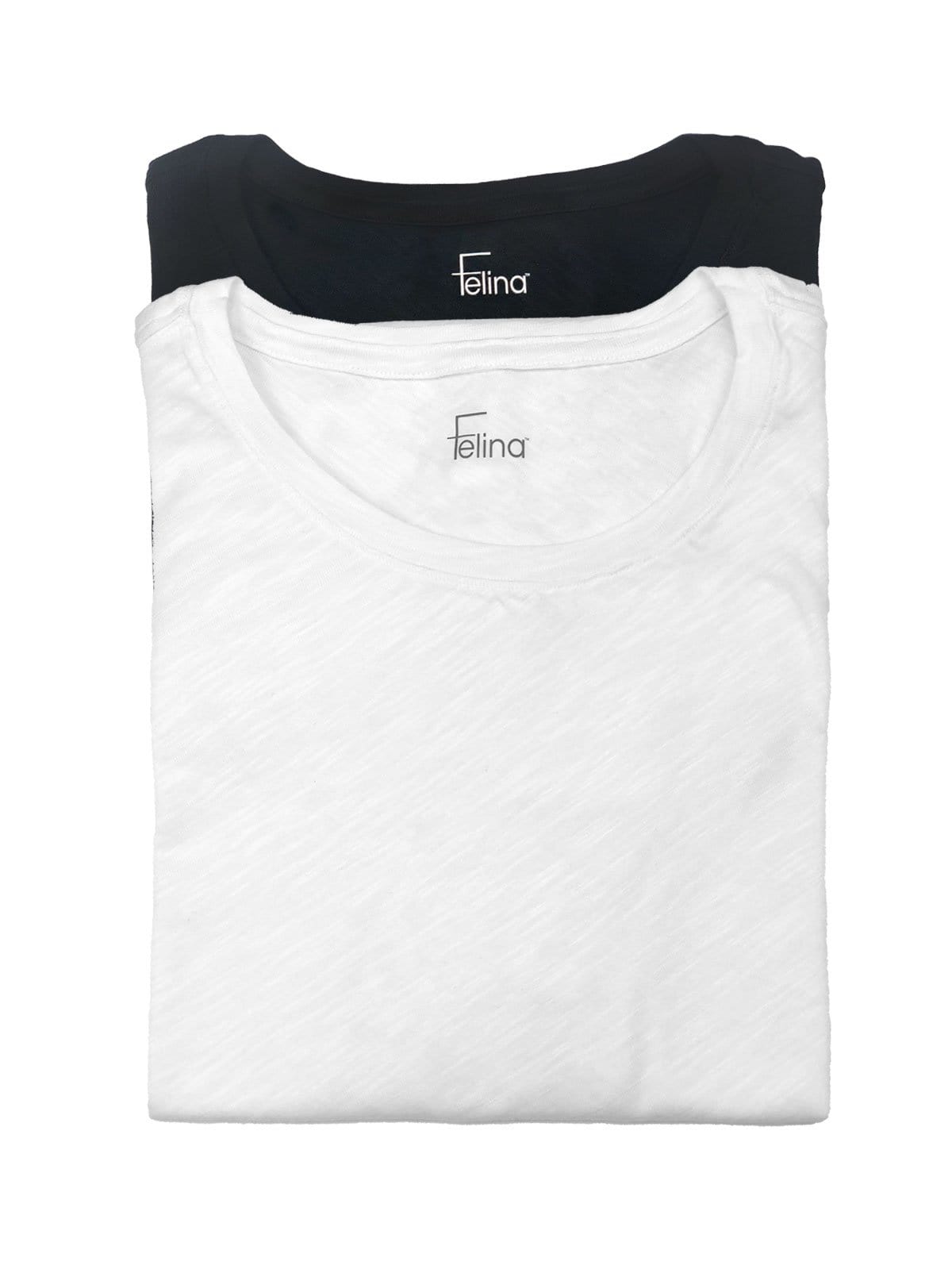Felina Slub Jersey Crew Neck T-Shirt 2-Pack - Black White