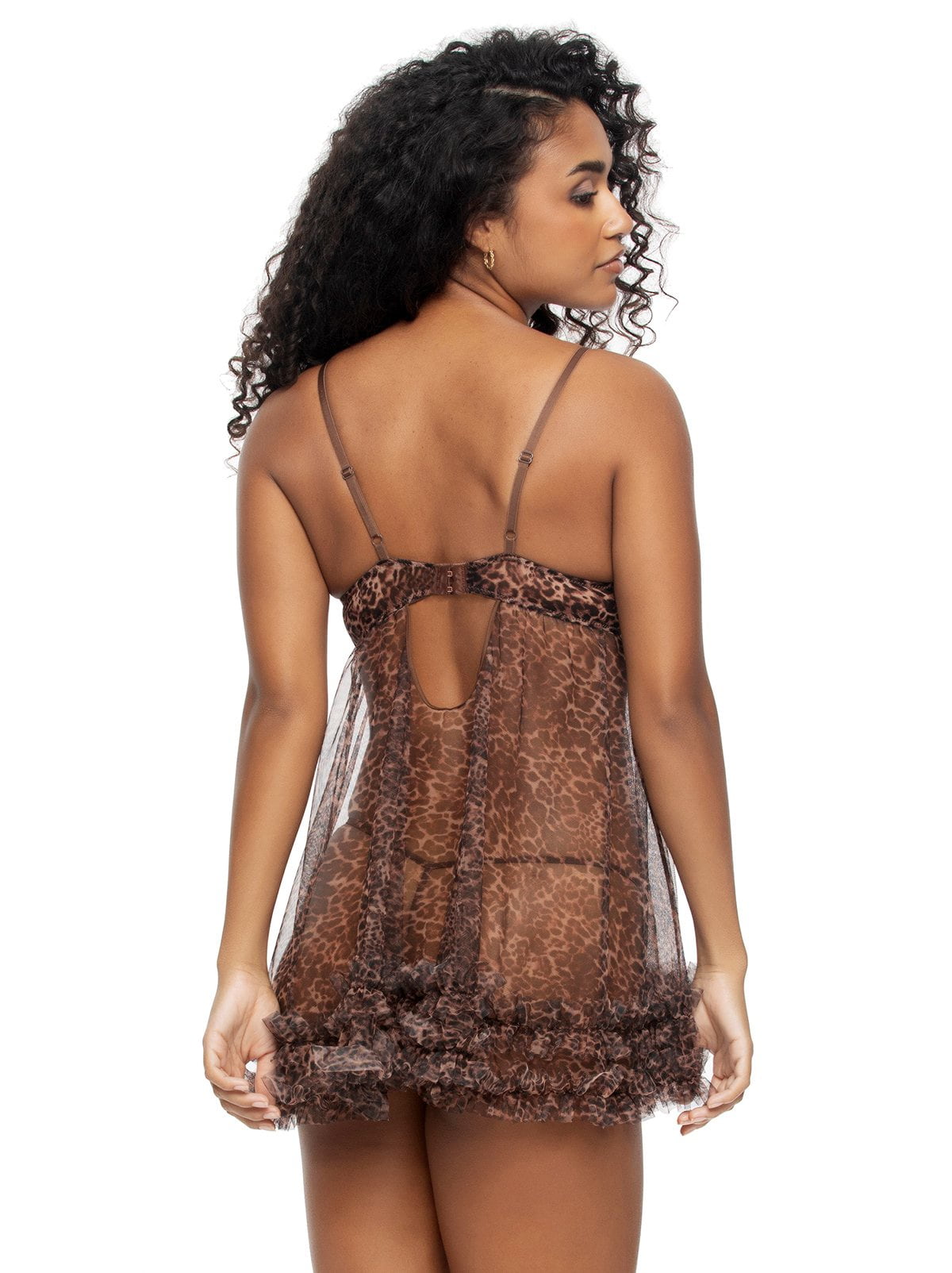 Felina Jezebel by Felina Veil Luxe Ruffle Babydoll & G-String Set - Wildcat