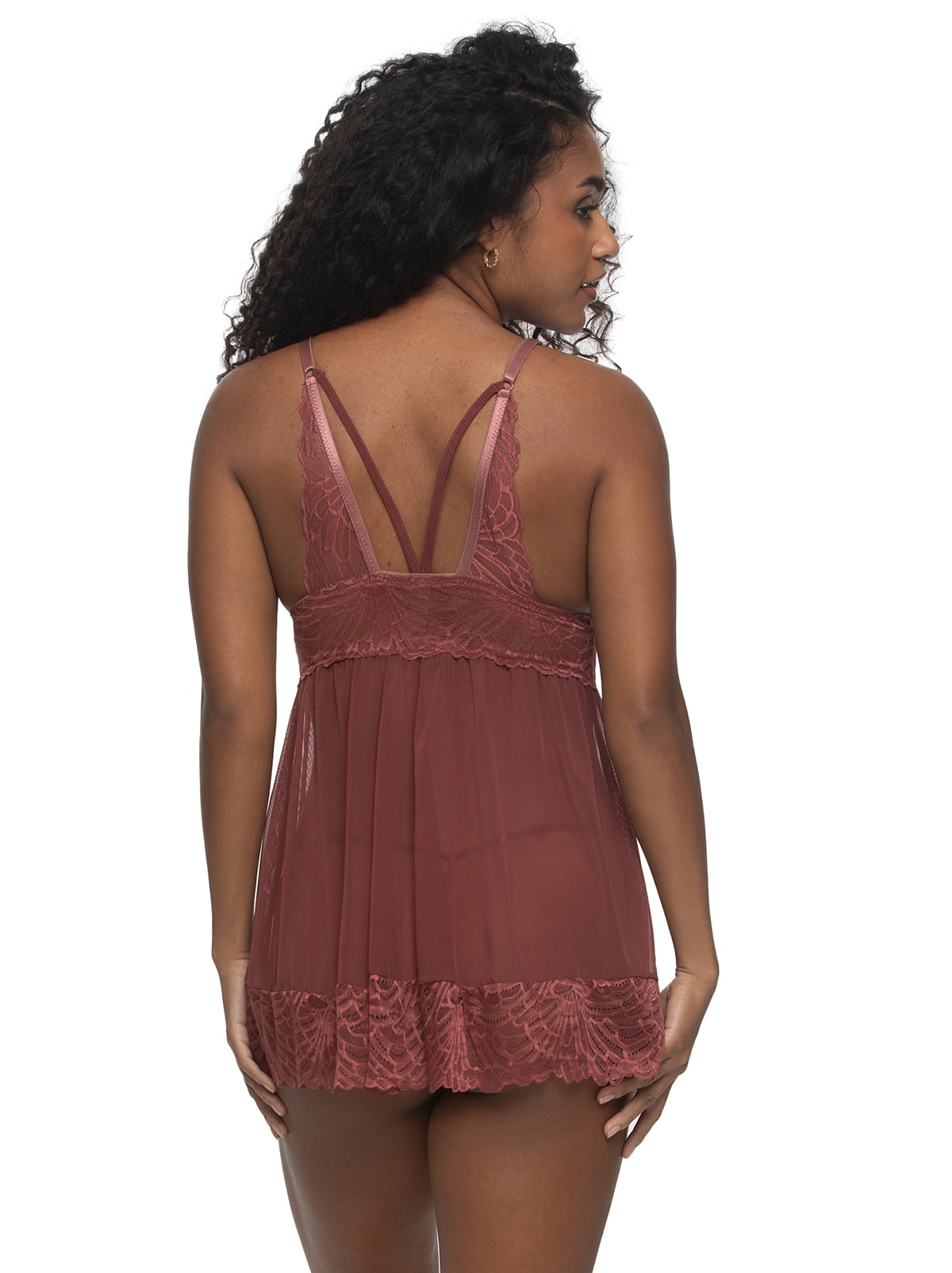 Felina Jezebel by Felina Sarah Butterfly Babydoll Set - Mineral Brown