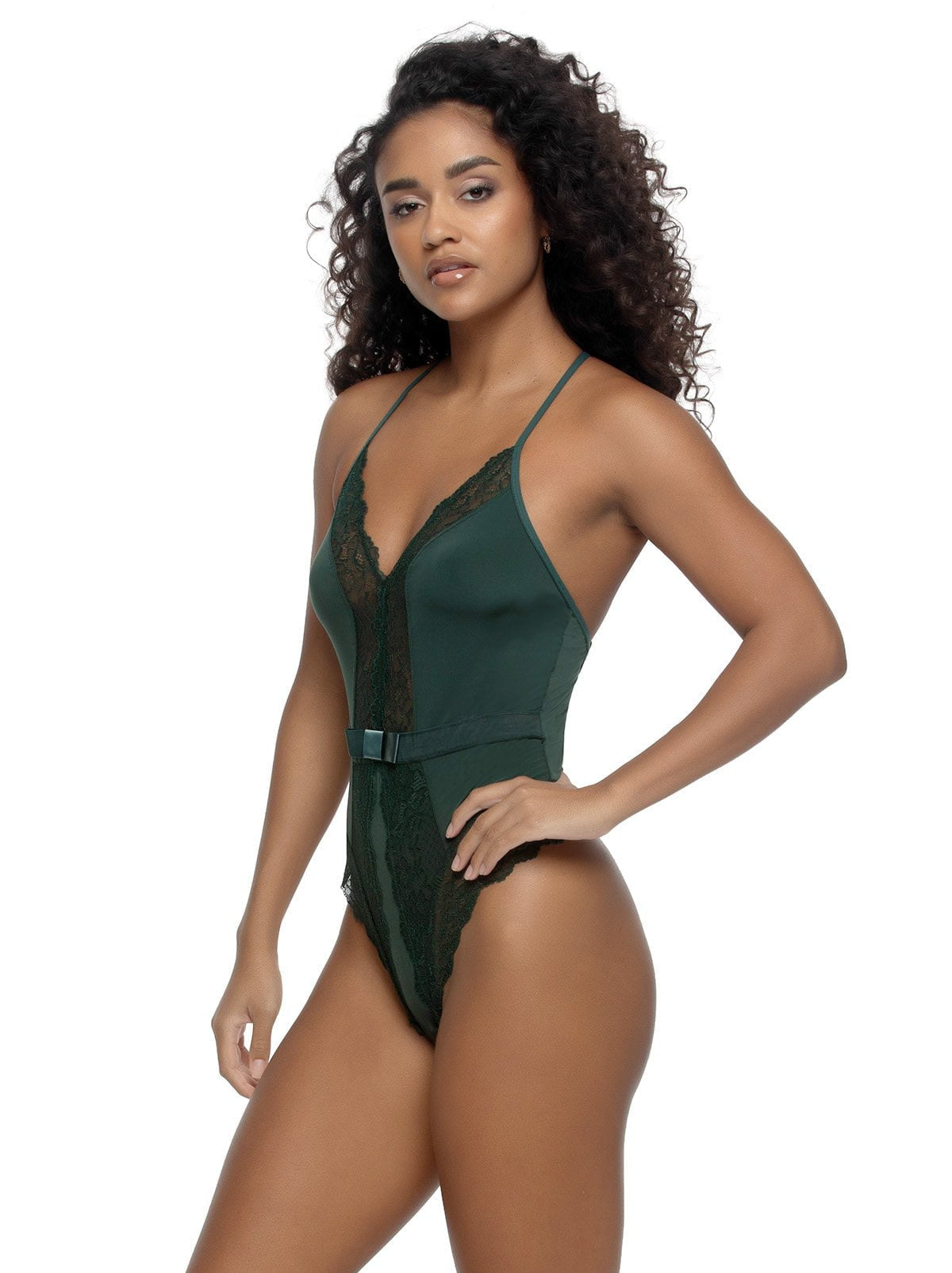 Felina Jezebel by Felina Henny Micro & Lace Bodysuit - Spruce