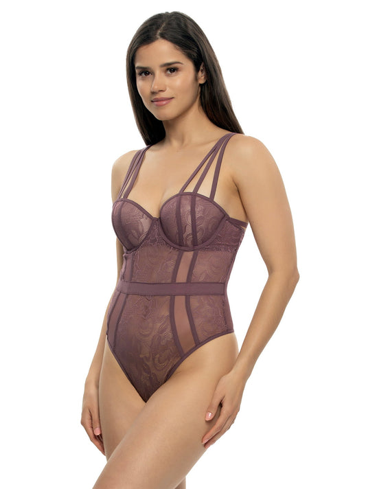Felina Jezebel by Felina Anika Lace Bodysuit - Plum Wine