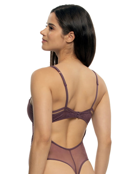 Felina Jezebel by Felina Anika Lace Bodysuit - Plum Wine