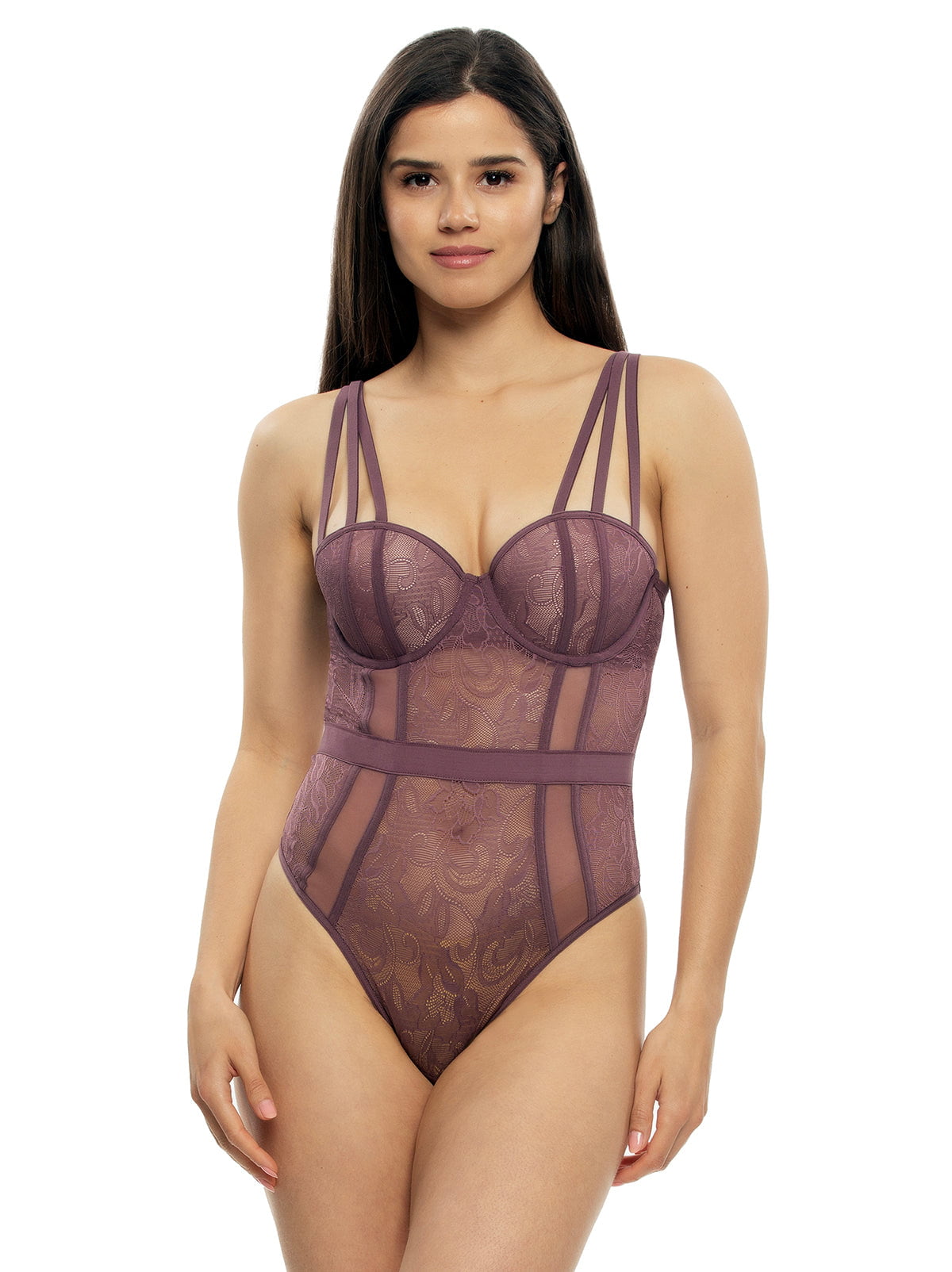 Felina Jezebel by Felina Anika Lace Bodysuit - Plum Wine