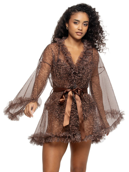 Felina Jezebel by Felina Veil Luxe Tulle Ruffle Robe - Wildcat