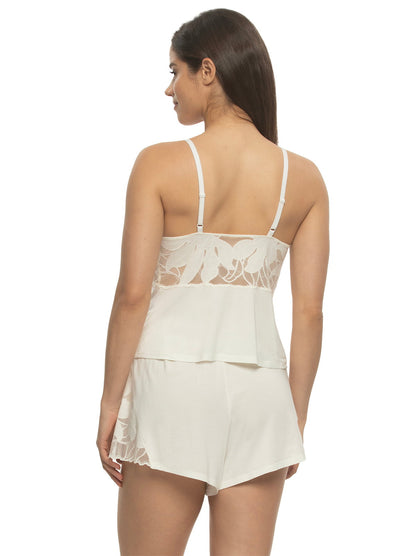 Felina Annalisa Shorts & Cami Pajama Set - Whisper White